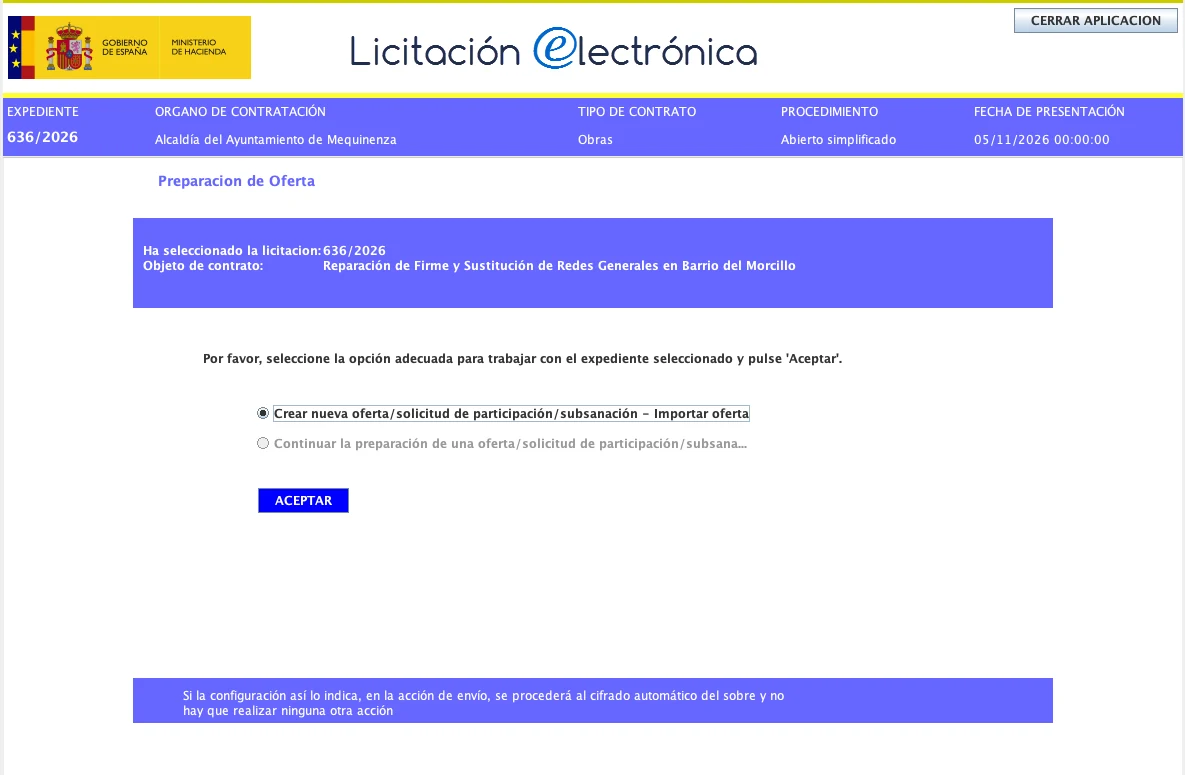 Plataforma del Estado, paso 5: Crea la oferta